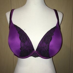 Cacique Purple & Black Smooth Boost Plunge Bra